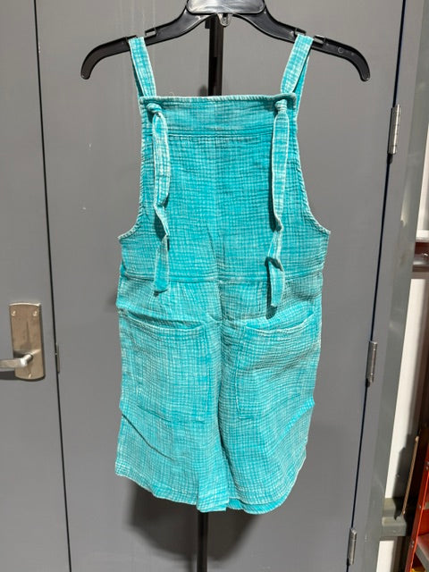 Zenana Double Pocket Romper Lt Teal QPW-7182A5
