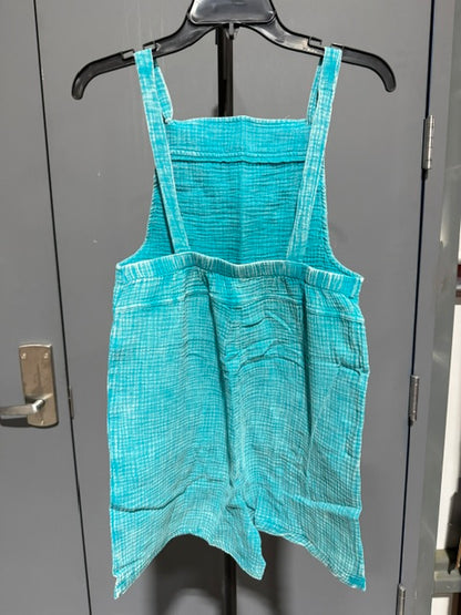 Zenana Double Pocket Romper Lt Teal QPW-7182A5