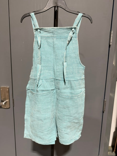 Zenana Double Pocket Romper Dusty Teal QPW-7182A5