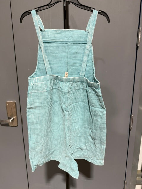 Zenana Double Pocket Romper Dusty Teal QPW-7182A5