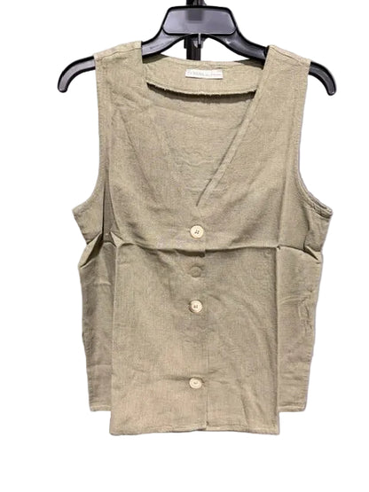 Zenana Button Vest Light Olive QT-7247Y