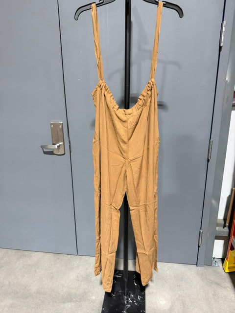 Zenana Deep Camel Tie Back Suspender Jumpsuit QP-7172Y