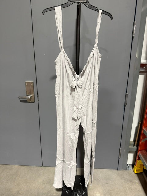 Zenana Light Grey Tie Back Suspender Jumpsuit QP-7172Y