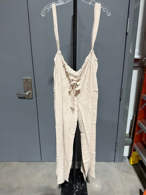 Zenana Sand Beige Tie Back Suspender Jumpsuit QP-7172Y