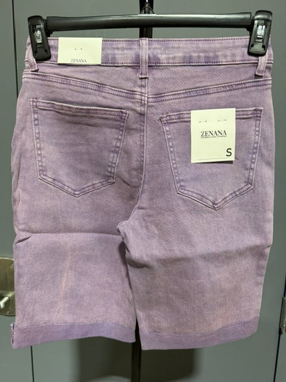 Zenana Bermuda Jean Short - Blueberry - DMP-1892Y