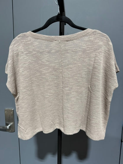 Zenana V-Neck Flowy Boxy Crop Top HT-2361A Light Mocha