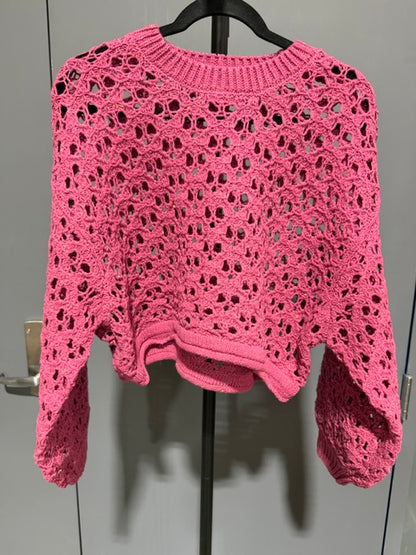Zenana Oversized Cropped Crochet Knit Sweater - TW-2546 A5