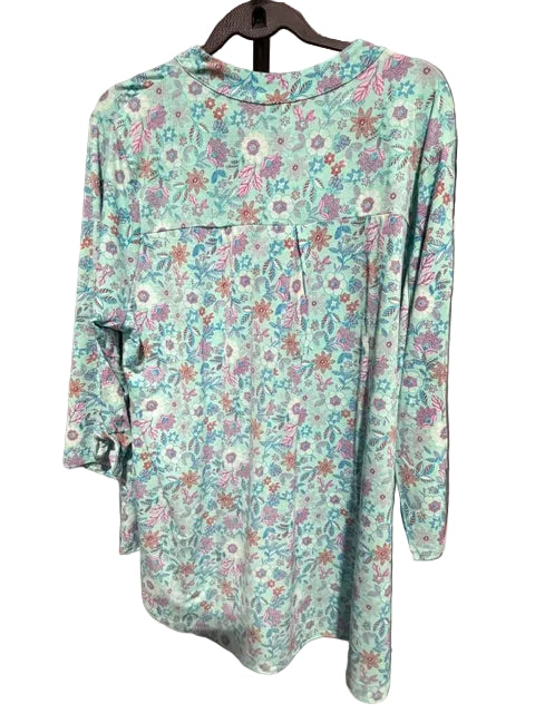 Dear Scarlett - Long Sleeve Blouse - Blue Floral - 2XL