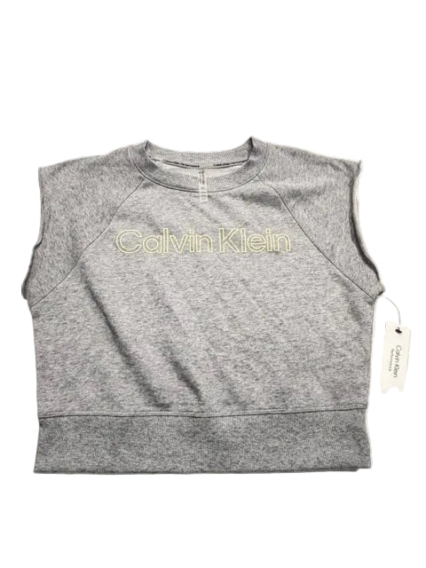 Calvin Klein Performance Women's Sleeveless Puff-Logo Cropped Top - Pearl Grey Heather