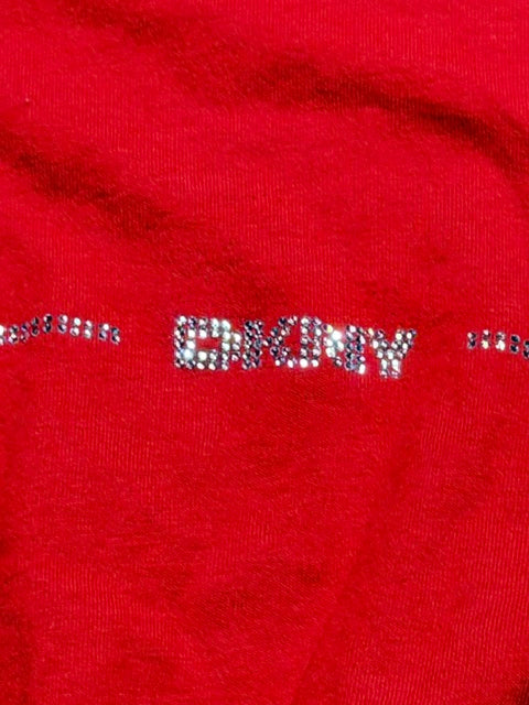 Dkny Sport Women's Rhinestone Stripe Knot T-Shirt - Red - XS