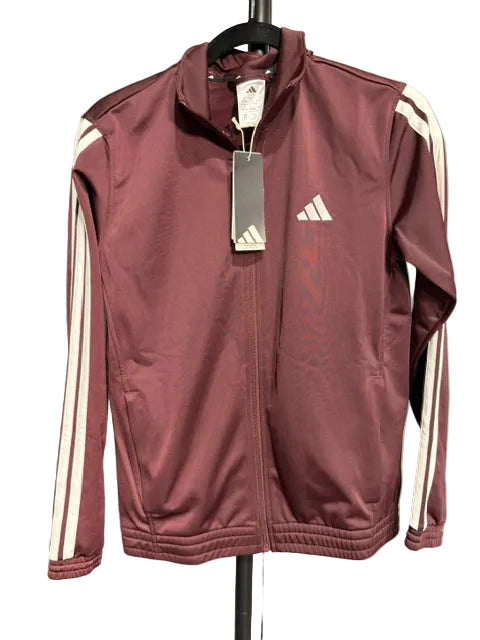 Adidas Women's Tricot 3-Stripes Track Jacket - Aurora Ruby/White S