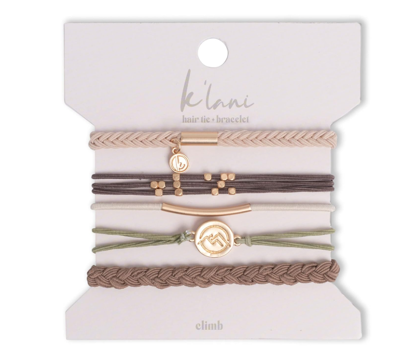 K'Lani Hair Tie Bracelets - Medium - Set of 5 "Climb"