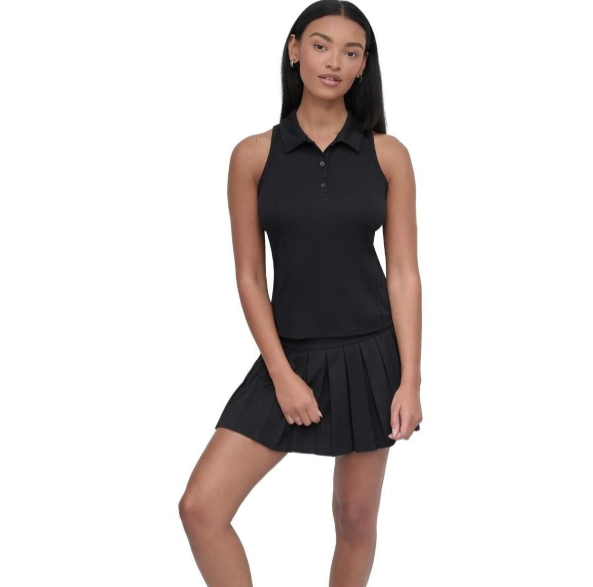 DKNY Sport Women's Court Racerback Polo Tank Top - Black - XS