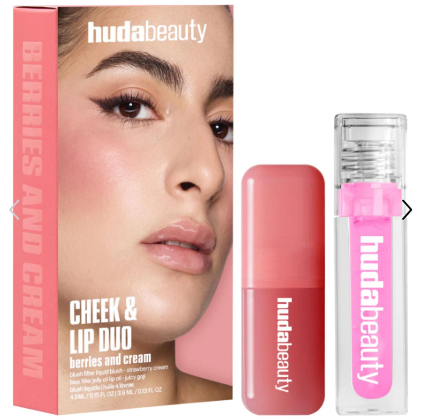 Huda Beauty Cheek & Lip Duo - Berries and Cream Liquid Blush and Lip Gloss Set
