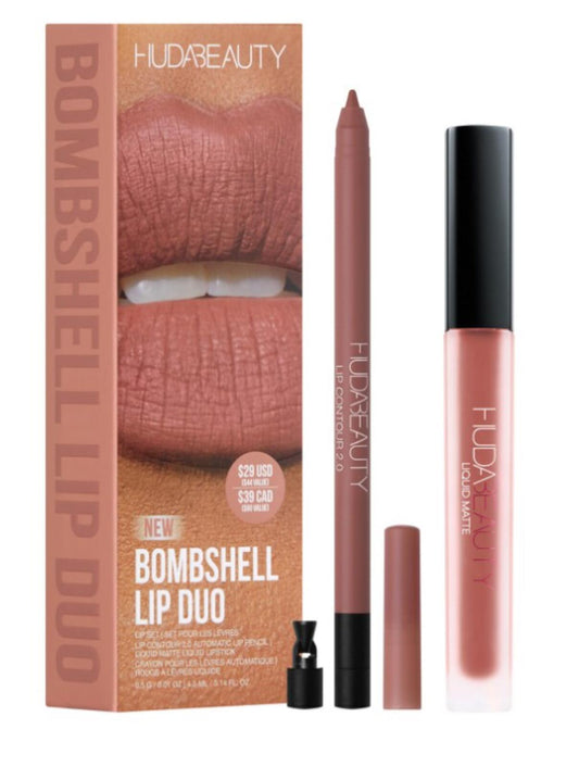 Huda Beauty Bombshell Lip Liner And Liquid Lipstick Set