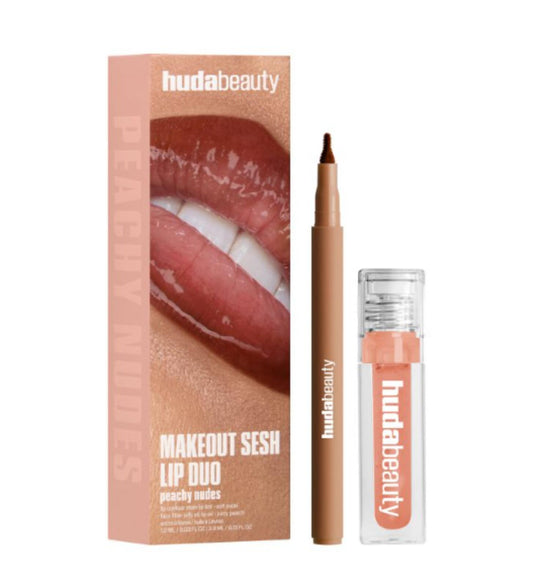 Huda Beauty - Makeout Sesh Lip Duo Peachy Nudes
