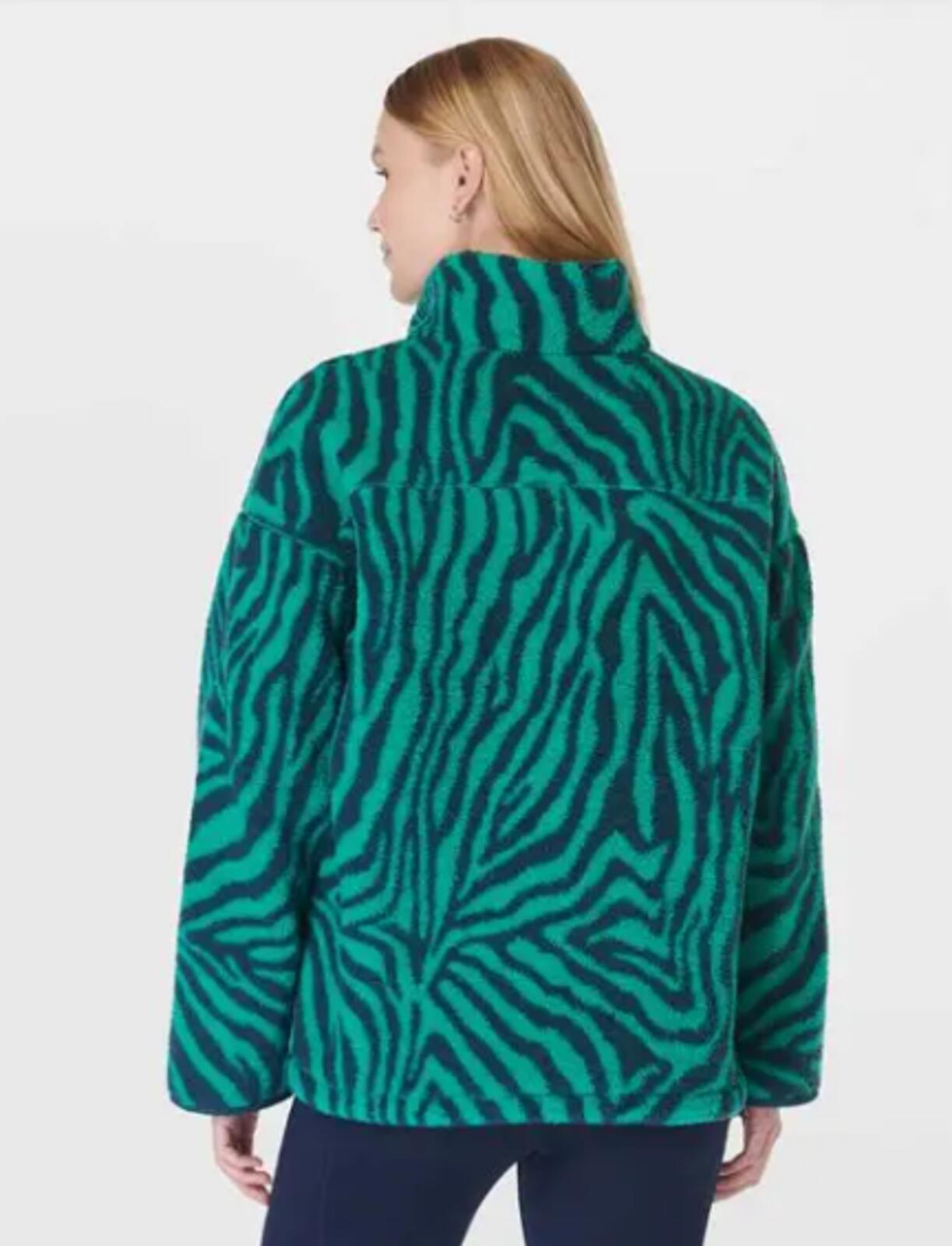 Sweaty Betty Women's Karma Half-Zip Printed Fleece Top - Green Zebra
