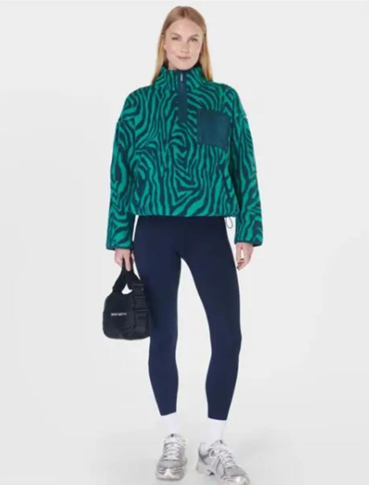 Sweaty Betty Women's Karma Half-Zip Printed Fleece Top - Green Zebra