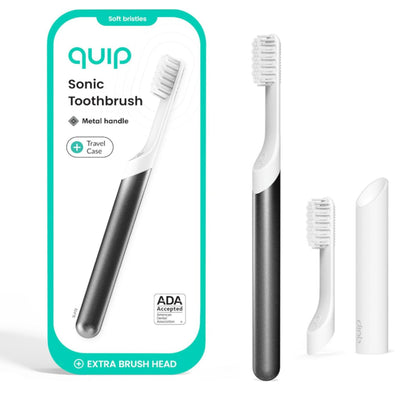 quip New Sonic Toothbrush with Metal Handle and Timer -Black Gunmetal