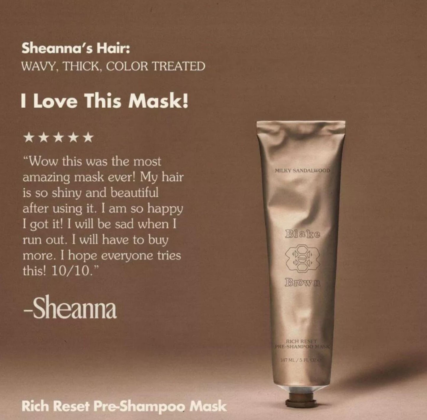 Pack of 4 - Blake Brown Rich Reset Pre-Shampoo Mask - Milky Sandalwood – Creamy Musk Fragrance - 5 fl oz