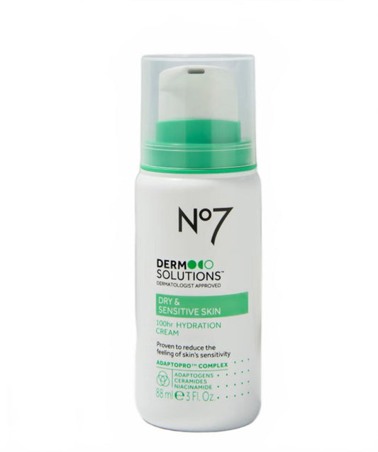 No7 Derm Solutions 100 Hour Hydration Cream for Dry & Sensitive 3oz Moisturizer