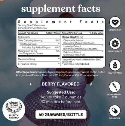Lemme Sleep Gummies: Deep Slumber Aid with 5 mg Melatonin, Magnesium & L-Theanine - Berry 60ct