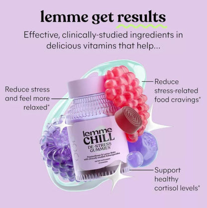 Lemme Chill Ashwagandha Gummies - Stress & Cortisol Support - Mixed Fruit Flavored - 60ct