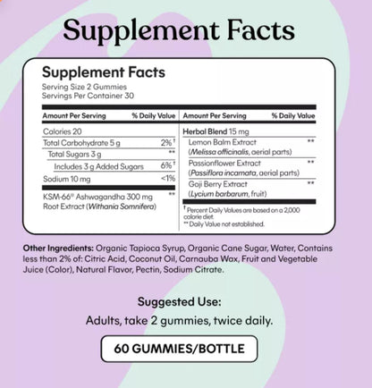 Lemme Chill Ashwagandha Gummies - Stress & Cortisol Support - Mixed Fruit Flavored - 60ct