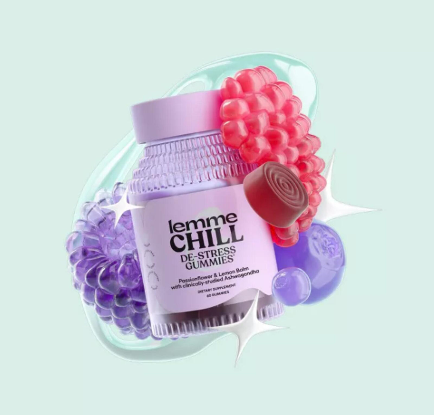 Lemme Chill Ashwagandha Gummies - Stress & Cortisol Support - Mixed Fruit Flavored - 60ct