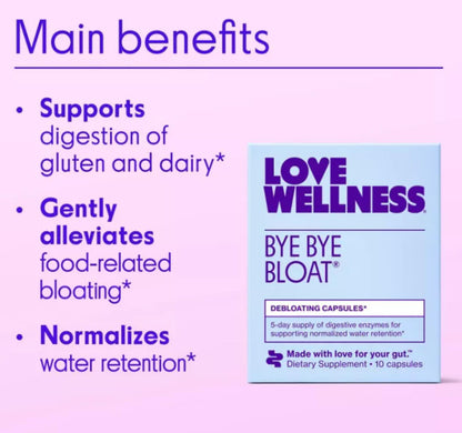 Love Wellness Bye Bye Bloat Vitamins - 10ct: Capsule, Multivitamins, Unflavored