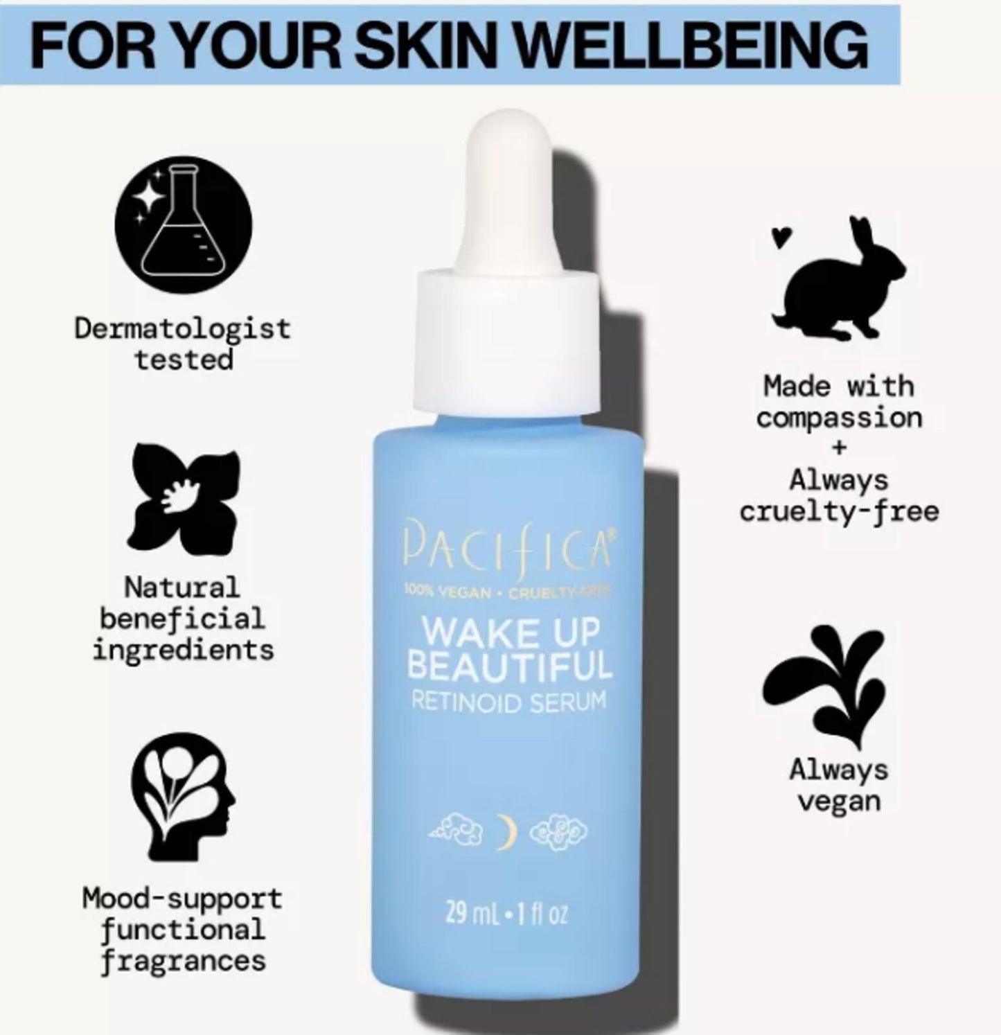 Pacifica Wake Up Beautiful Retinoids Face Serum - 1 fl oz: Paraben-Free, Vegan, With Hyaluronic Acid, For Normal & Mature Skin