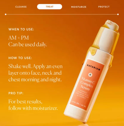 Naturium Vitamin C Complex Serum- 1 fl oz: Skin Tone Improvement, Vegan, Paraben-Free, For Normal to Mature Skin