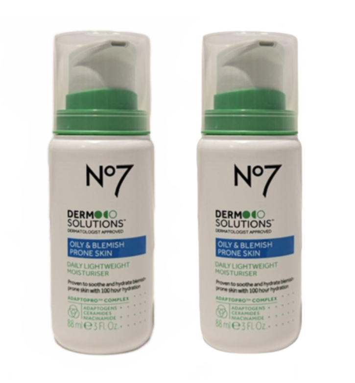 No7 Derm Solutions Lightweight Moisturizer - BUNDLE of 2 - Oily & Blemish Prone Skin - 3oz