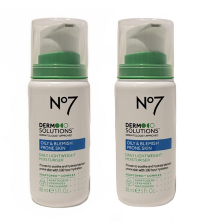 No7 Derm Solutions Lightweight Moisturizer - BUNDLE of 2 - Oily & Blemish Prone Skin - 3oz