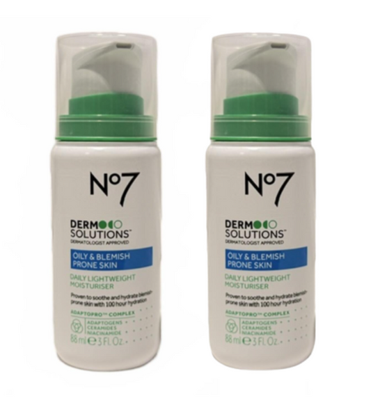 No7 Derm Solutions Lightweight Moisturizer - BUNDLE of 2 - Oily & Blemish Prone Skin - 3oz