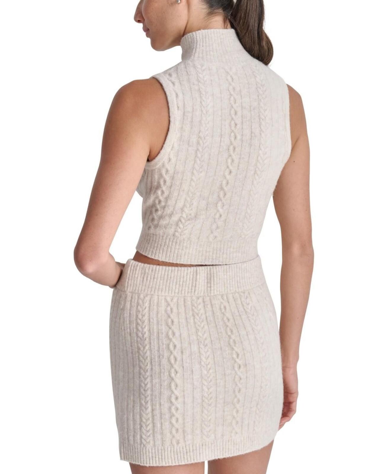Dkny Sport Women's Cropped Mock-Neck Cable Knit Tank Top - Cortdo Heather