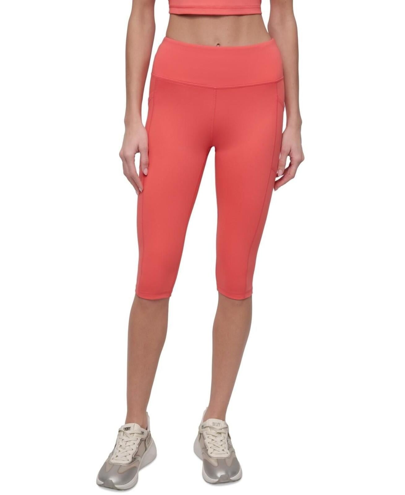 Dkny Sport Women's Balance Compression High-Waist Capri Pants - Coral Crush