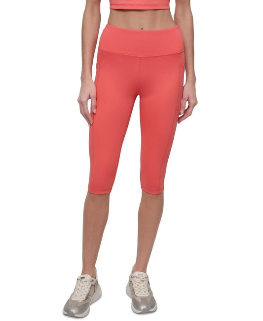 Dkny Sport Women's Balance Compression High-Waist Capri Pants - Coral Crush