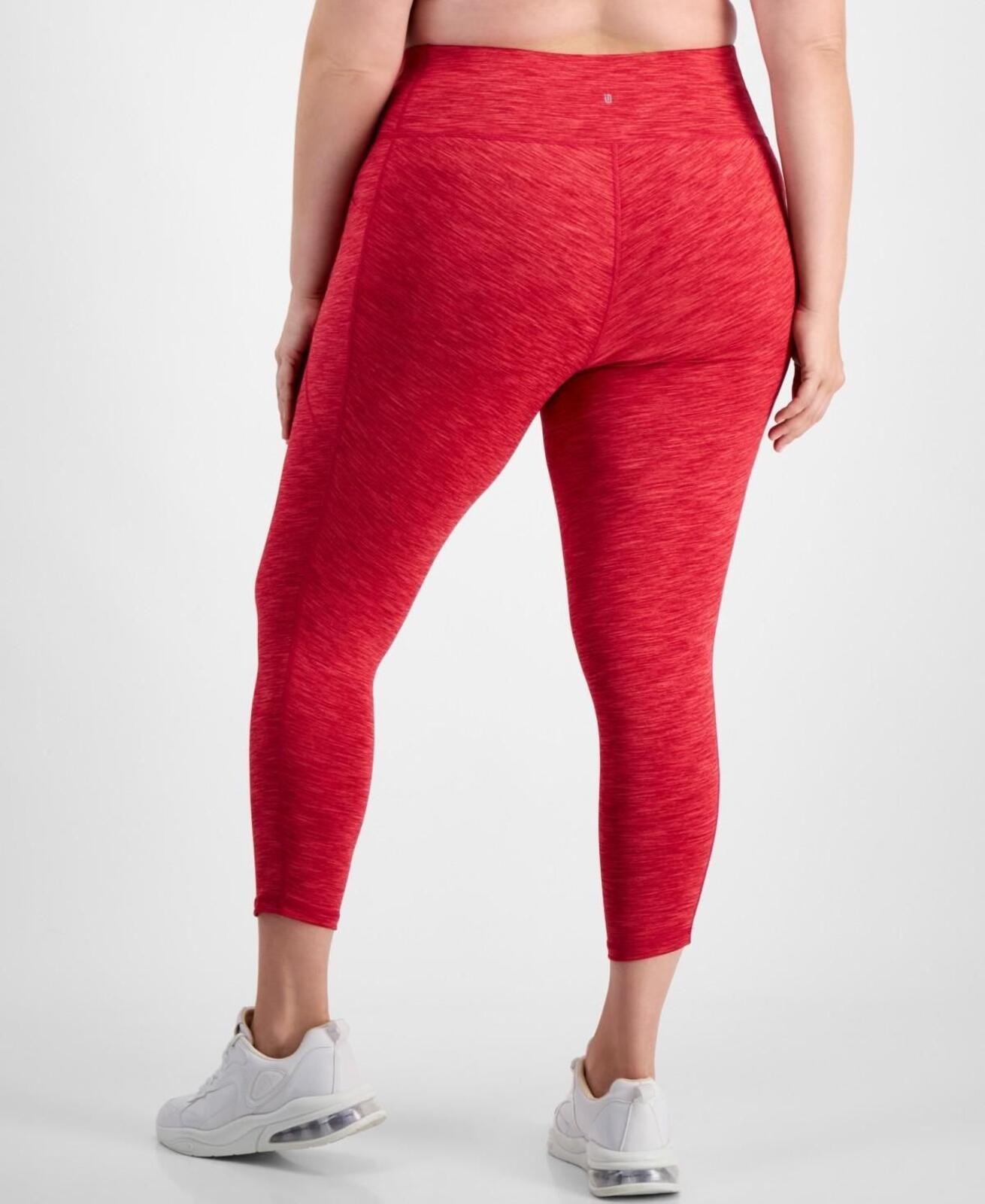 ID Ideology Plus Size High Rise Leggings Spacedye 7/8 Leggings - Cherry Red