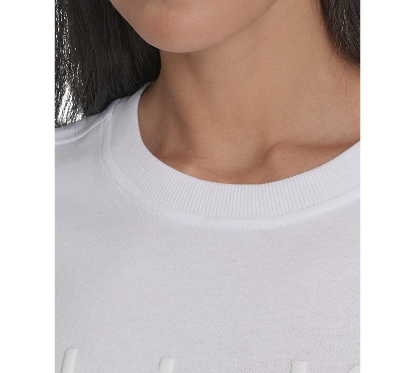 Calvin Klein Performance Women's Cotton Raised Logo Cropped T-Shirt - White