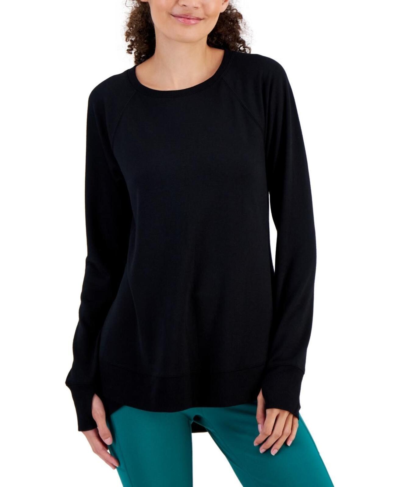 ID Ideology Womens Active Butter French-Terry Long-Sleeve Thumbhole Tunic Top XS