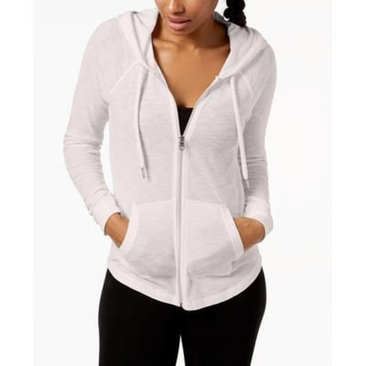 Calvin Klein Performance Ruched-Sleeve Zip Hoodie - Evening Sand