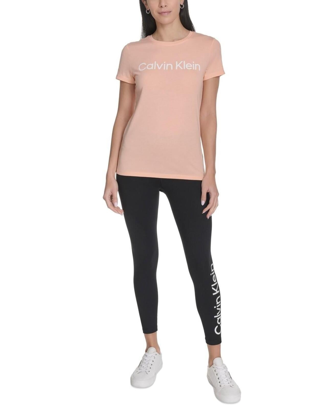 Calvin Klein Performance Women's Logo T-Shirt - Peach Nectar / White