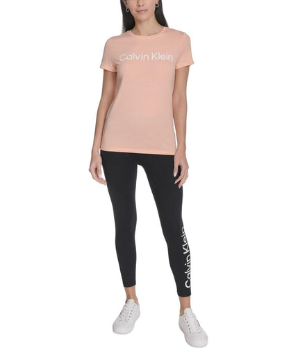 Calvin Klein Performance Women's Logo T-Shirt - Peach Nectar / White