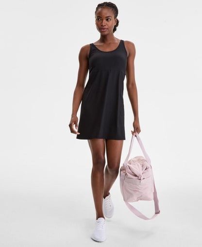ID Ideology Women's Performance Ribbed Sleeveless Dress - Deep Black