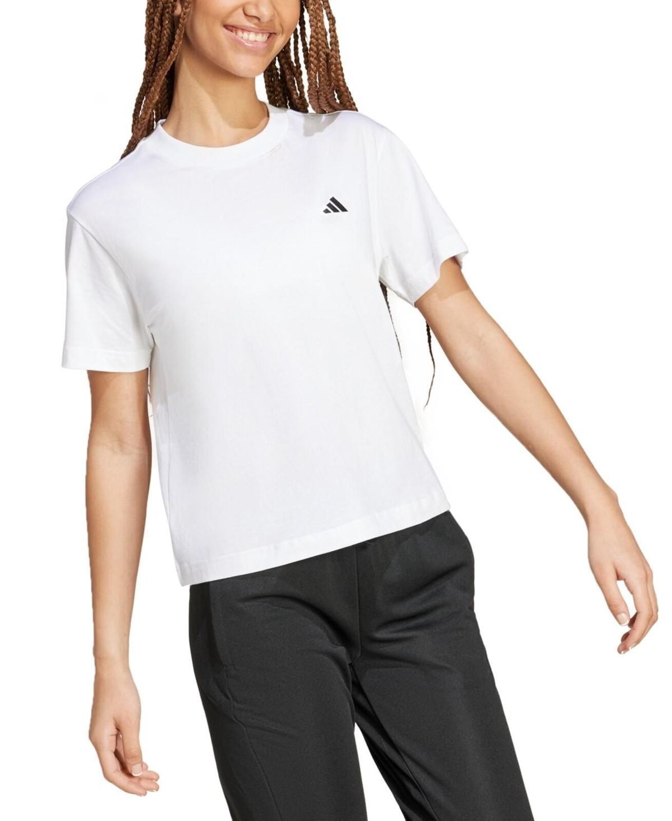 Adidas Women's Essentials Small Logo T-Shirt - White, Medium, M