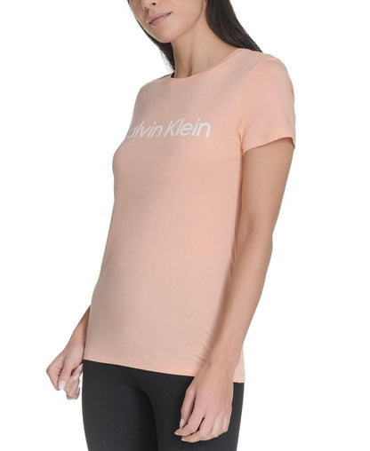 Calvin Klein Performance Women's Logo T-Shirt - Peach Nectar / White