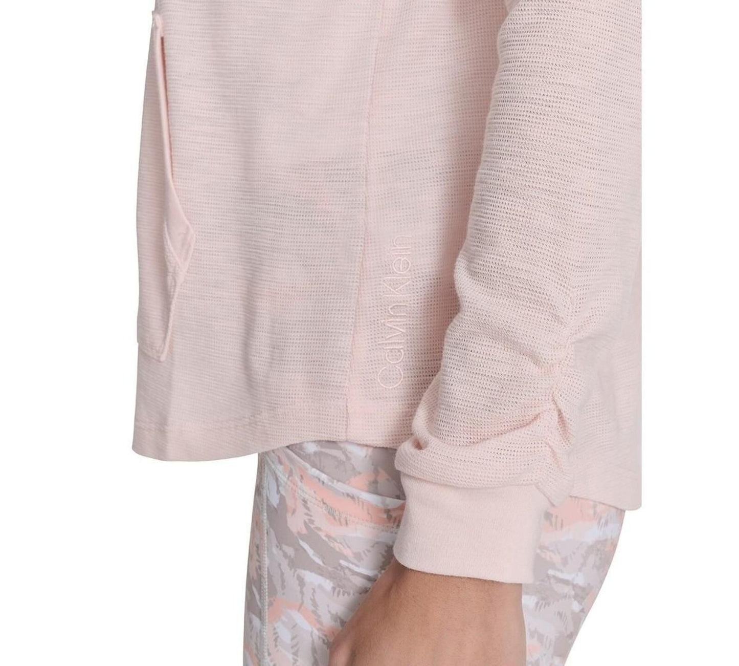 Calvin Klein Performance Ruched-Sleeve Zip Hoodie - Cloud Pink