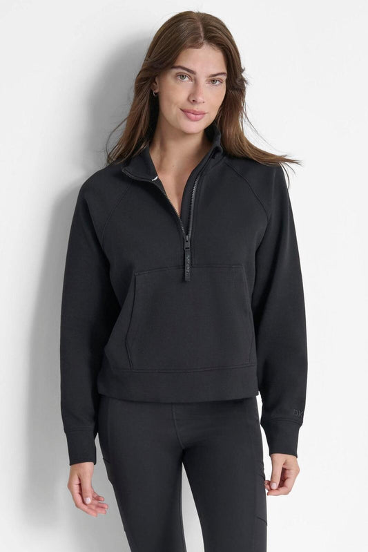 Dkny Women's Brooklyn Scuba Quarter-Zip Sweatshirt - Black