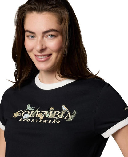 Columbia Women's Rolling Bend Graphic Ringer Top - Black, Outback Critters